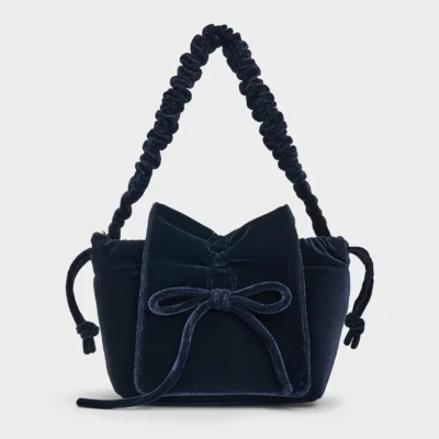 Bow Ruched Top Handle Bag