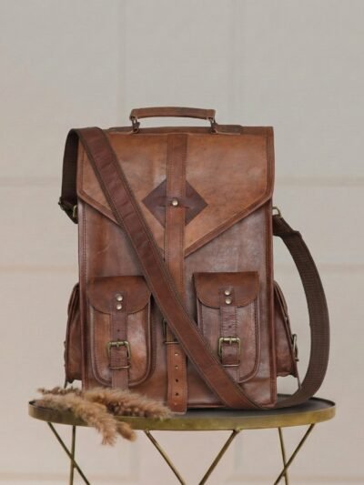 Earth Brown Handmade Leather Backpack