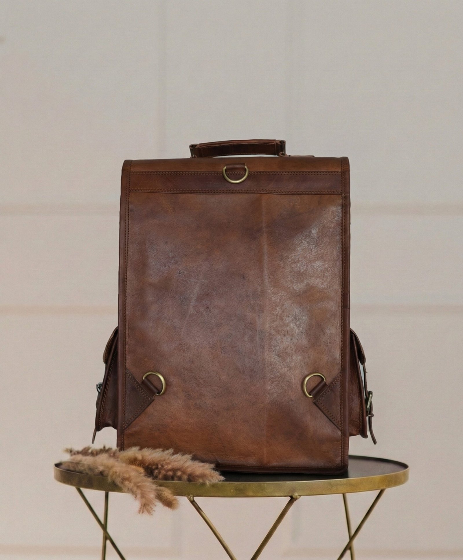 Earth Brown Handmade Leather Backpack - Image 3