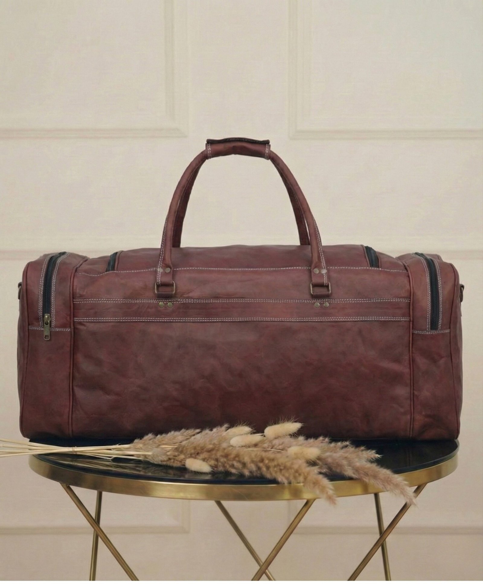 Vintage Brown duffle leather bag - Image 5