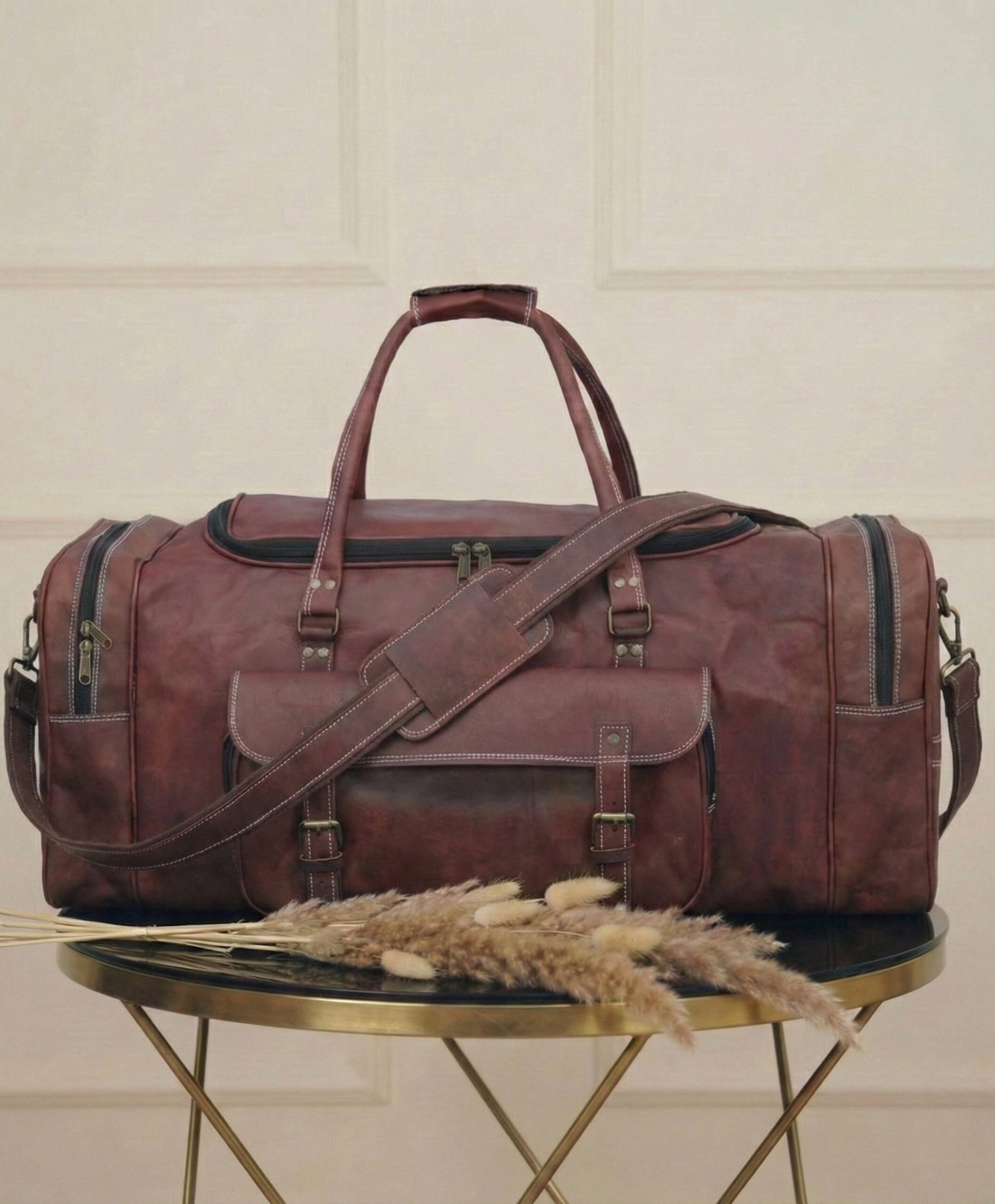 Traveler's Brown duffle leather bag - Image 7
