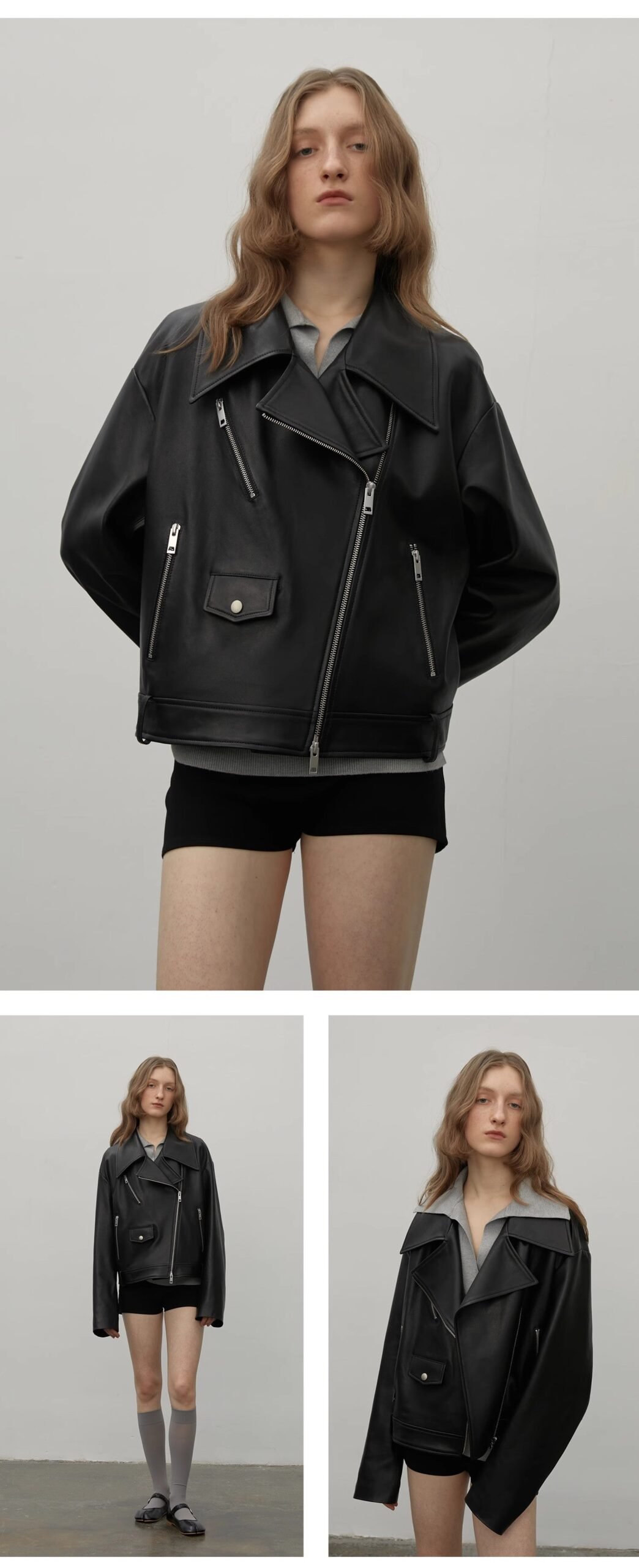 "Retro Film" Motorcycle Sheep Leather Jacket Women's Genuine Leather Jacket - Image 5
