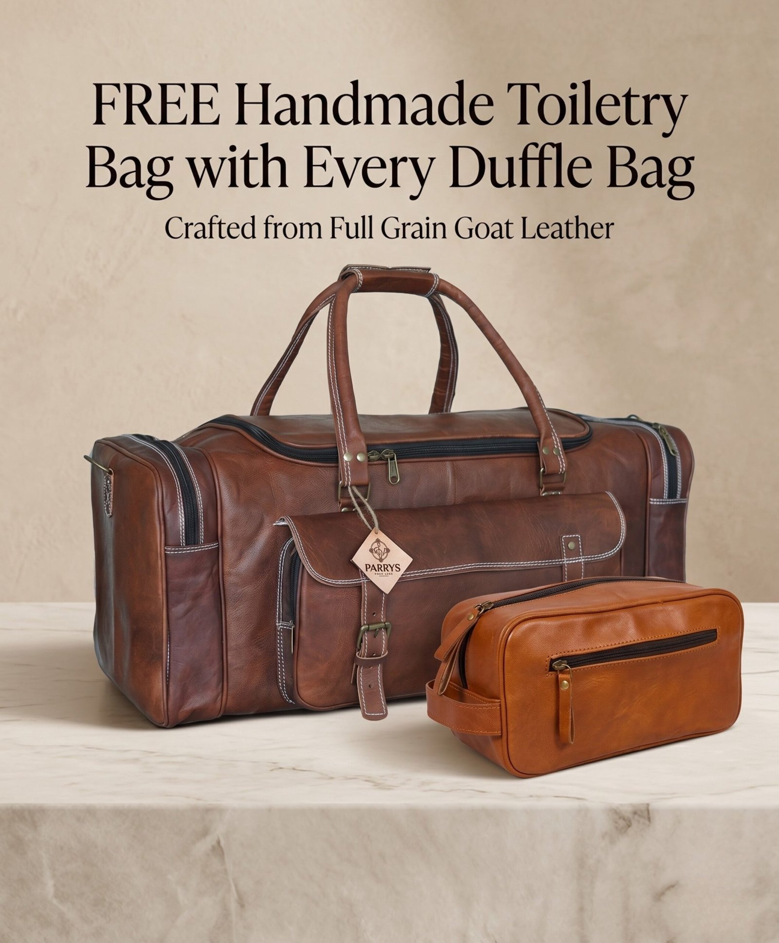 Traveler's Brown duffle leather bag - Image 3