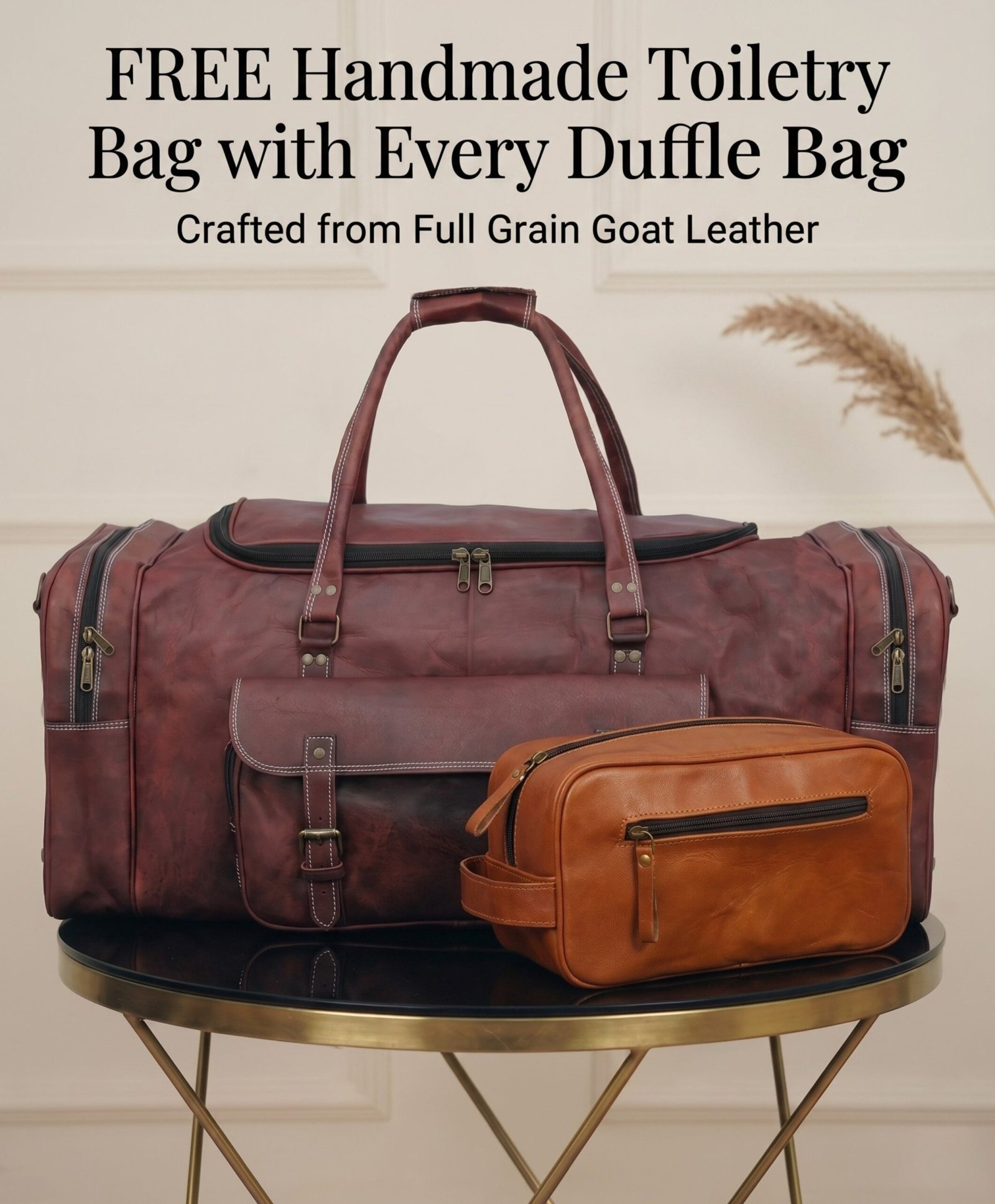 Vintage Brown duffle leather bag - Image 3