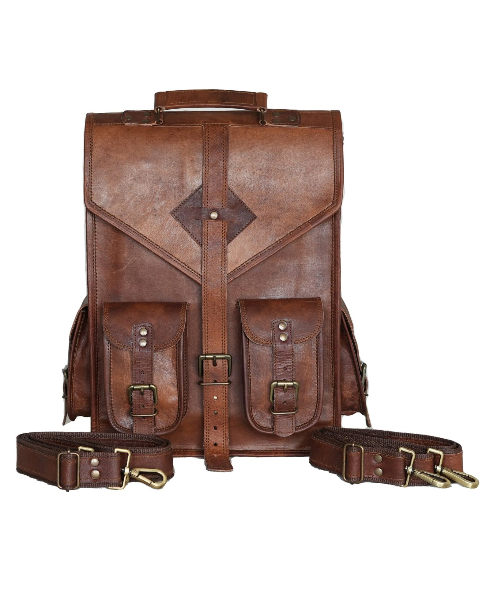 Earth Brown Handmade Leather Backpack - Image 4