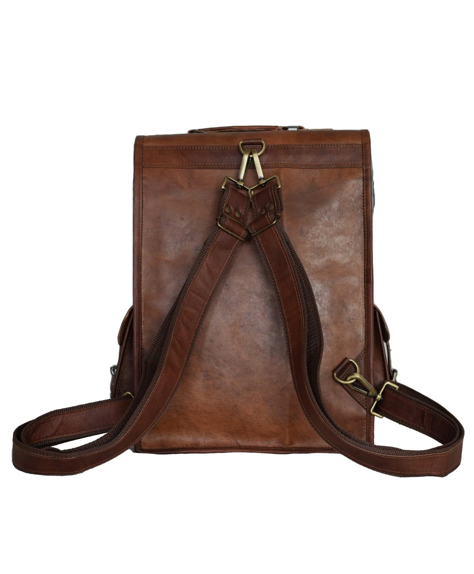 Earth Brown Handmade Leather Backpack - Image 5