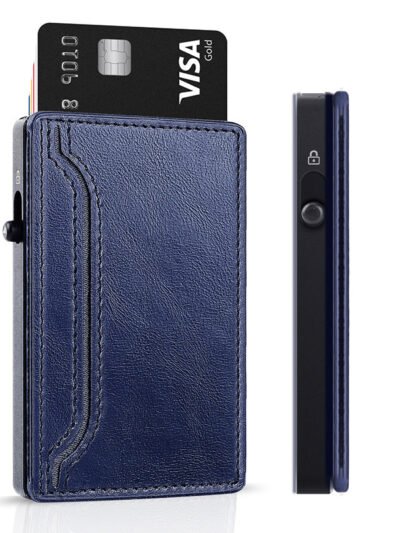 TOYFID Wallet With PU Leather Cover,Aluminum Alloy Pop Up Wallet Holder Card