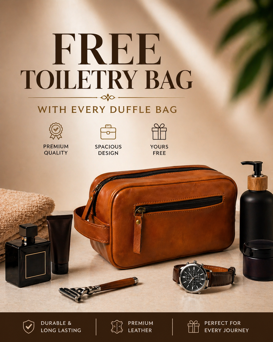 Classic Brown duffle leather bag - Image 4