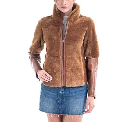 Deep Amber Shearling Leather Jacket