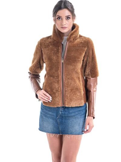 Deep Amber Shearling Leather Jacket