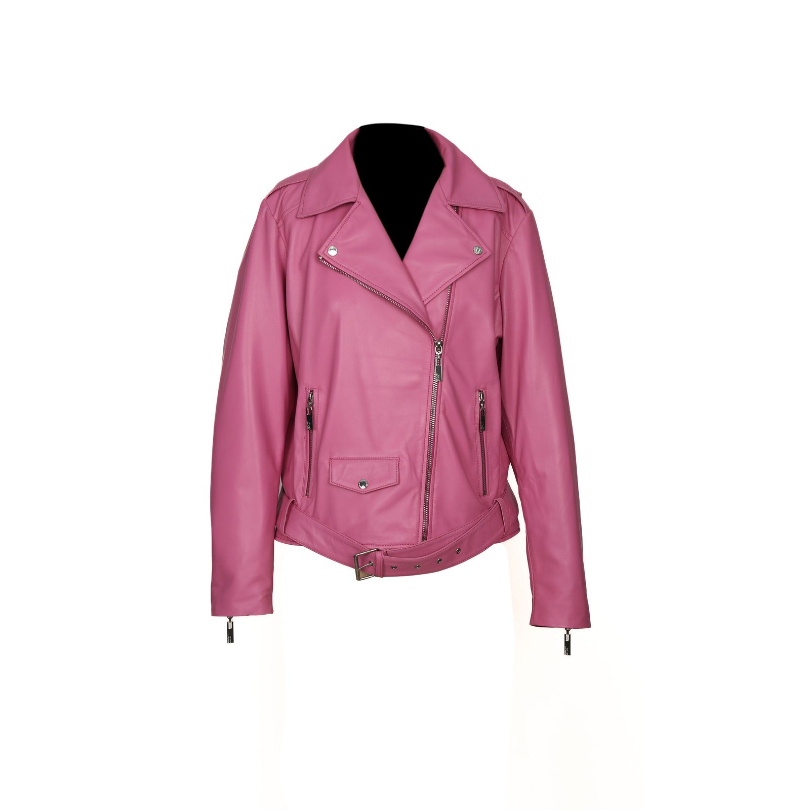 Becca Womens Pink Leather Jacket - Image 3
