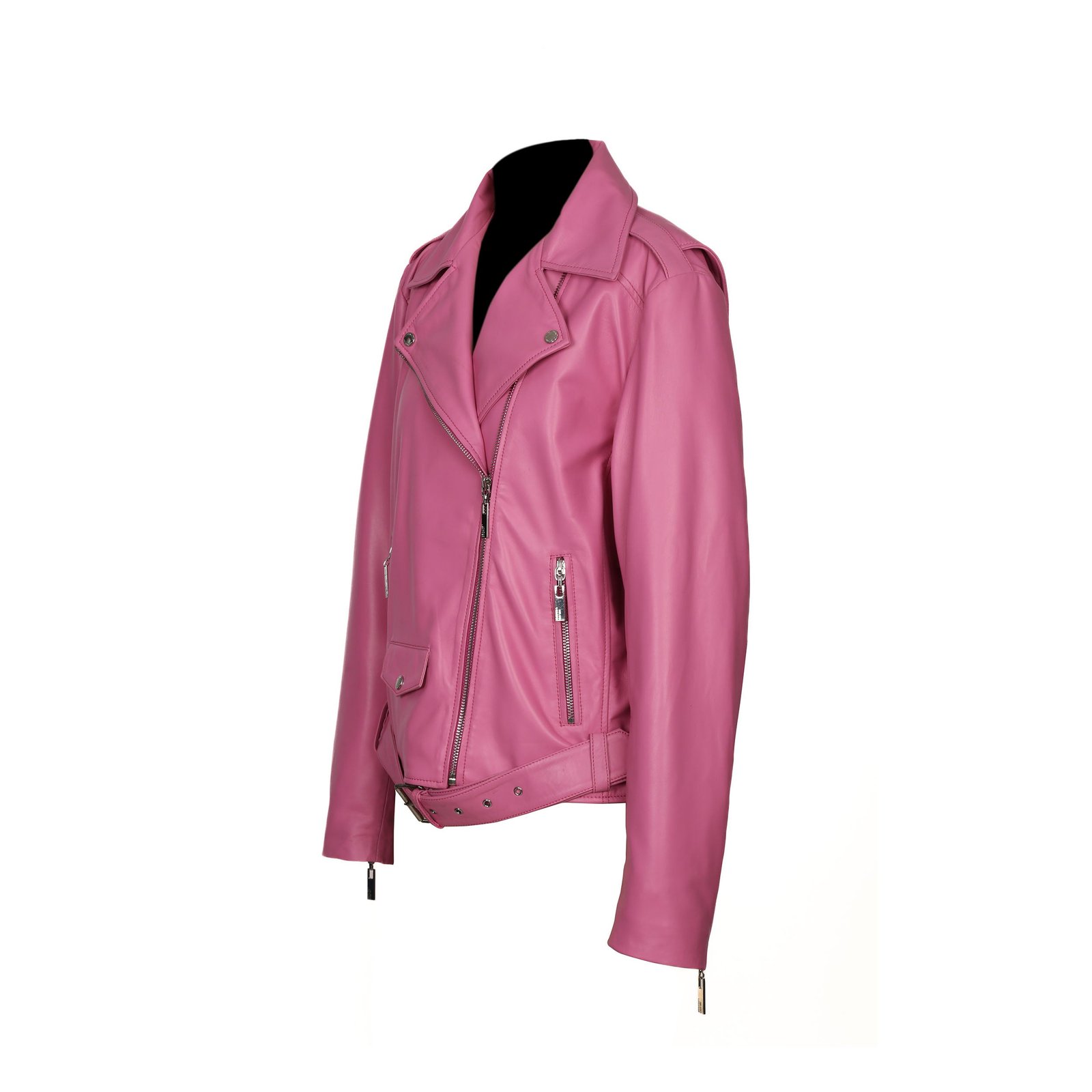 Becca Womens Pink Leather Jacket - Image 4