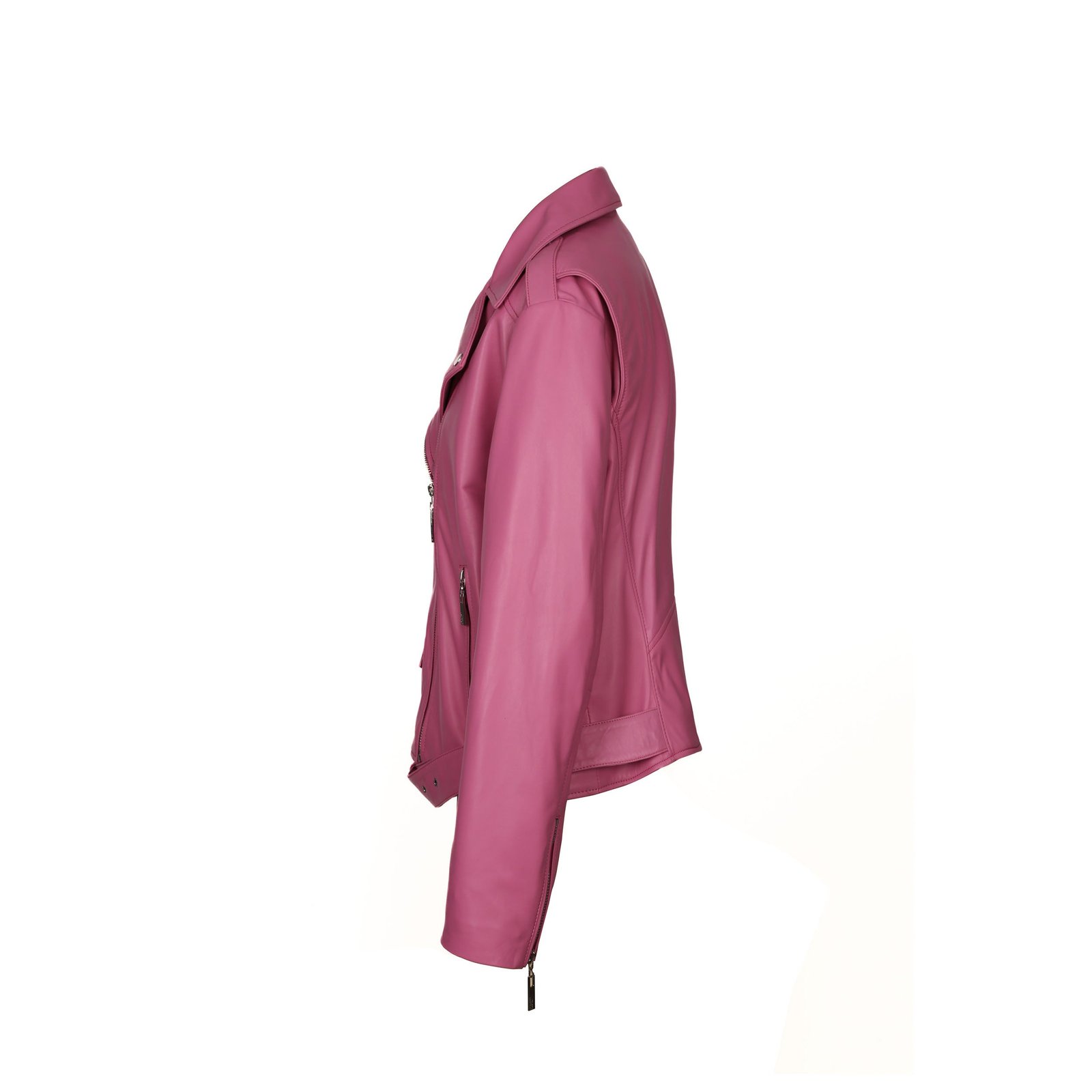 Becca Womens Pink Leather Jacket - Image 5