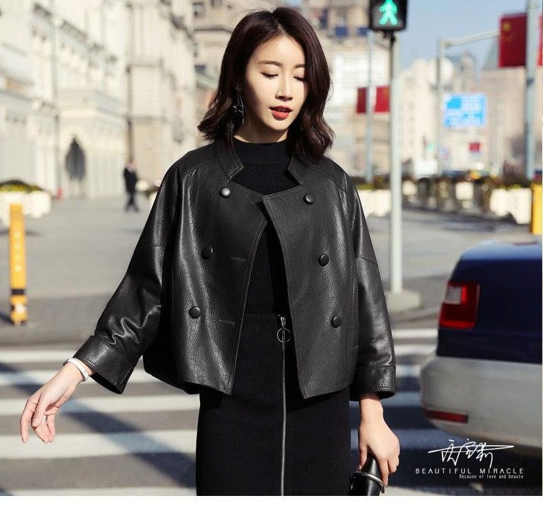 Kitana Poncho Leather Jacket - Image 5