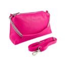 RB1025BE | Women's Hand Bag with double zipper in Genuine Leather Made in Italy. Adjustable leather shoulder strap. Shiny Nickel hardware - Fuxia color - Dimensions: cm 26 x 14 x 9