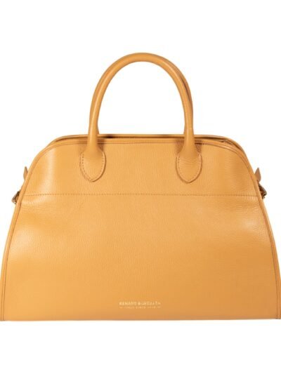 RB1032CQ | Women's Hand Bag FRIDA in Genuine Leather Made in Italy. Shiny Gold metal hardware - Color Leather - Dimensions: cm 43 x 29 x 24 + 12 (Light handles)