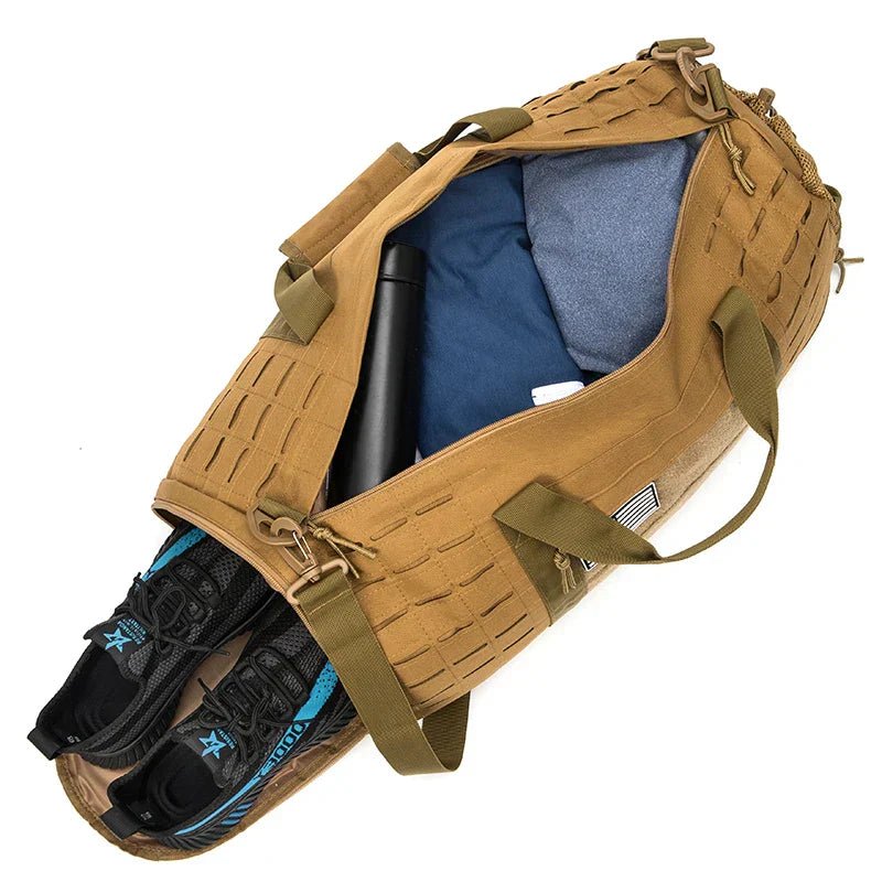 40L Tactical Sport Gym Duffle Bag Travel Training Bag Khaki - Image 4