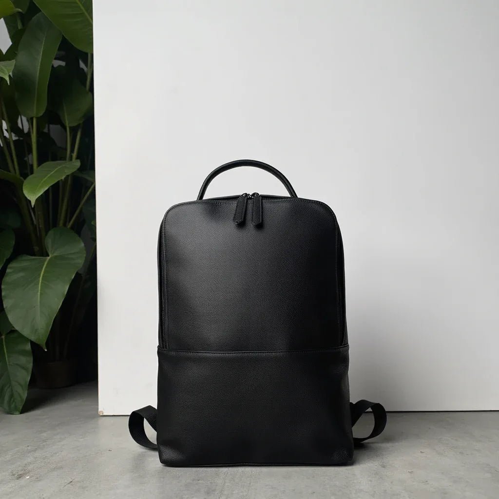 Skald Black Pebbled Leather Backpack | Slim Black Leather Backpack - Image 2
