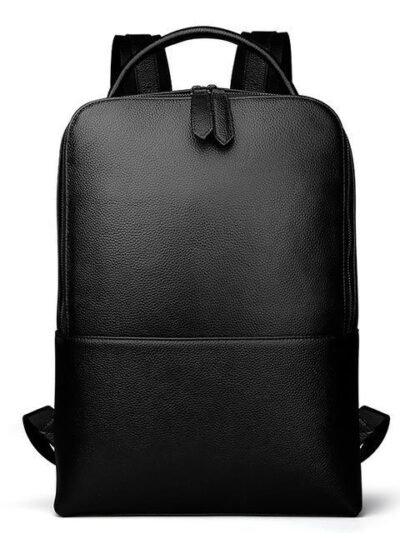 Skald Black Pebbled Leather Backpack | Slim Black Leather Backpack