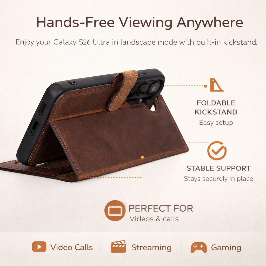 Buffalo Samsung Galaxy S26 Leather Wallet Case - Image 5