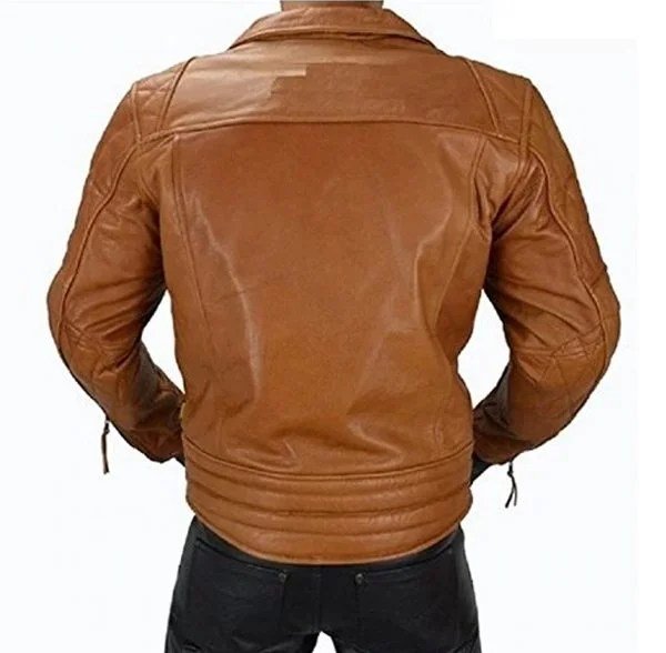 Biker Jacket Men’s Motorcycle Quilted Leather Jacket - Image 3