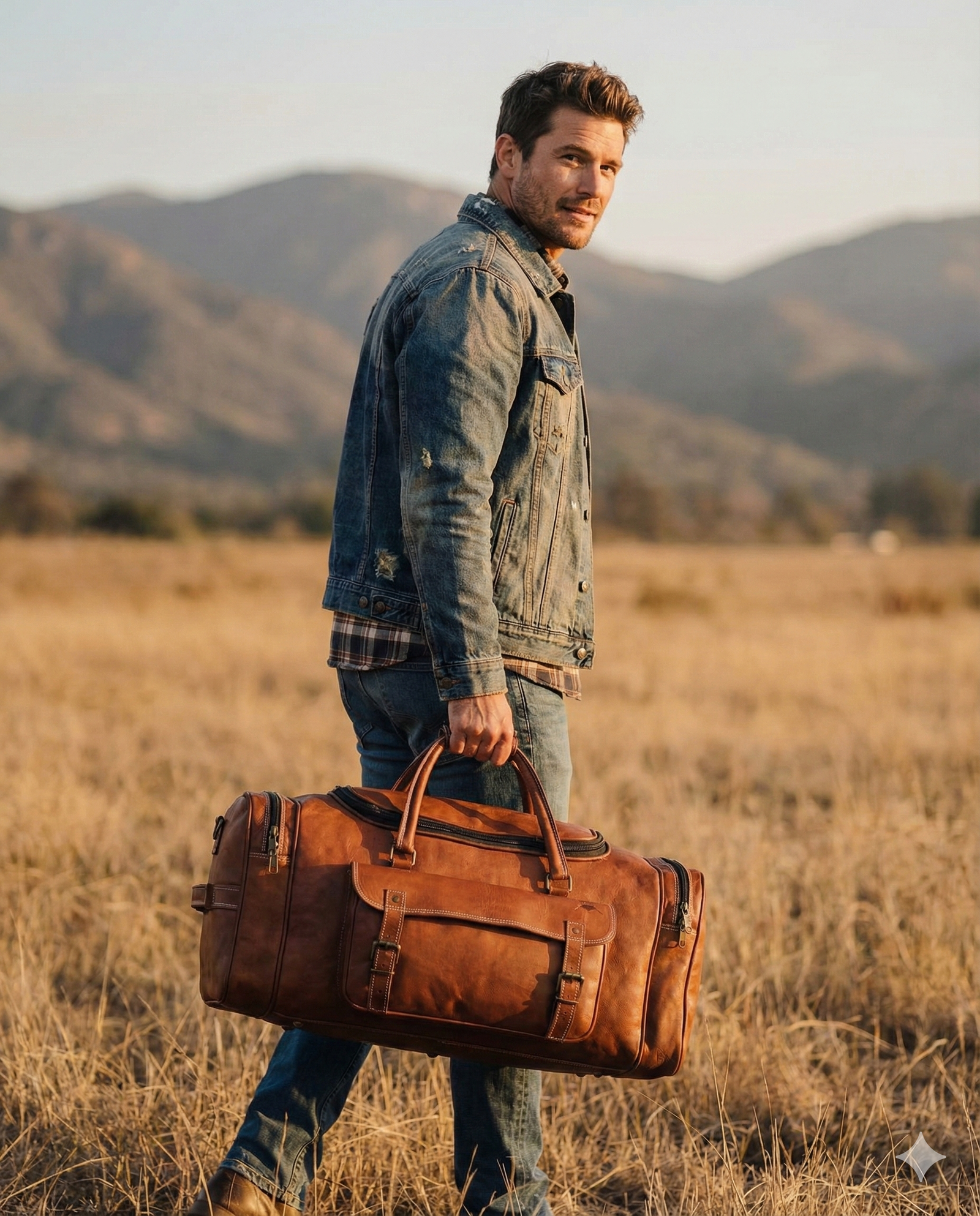 Classic Brown duffle leather bag - Image 2