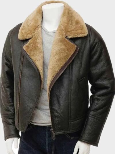 Mens Brown Shearling Leather Jacket