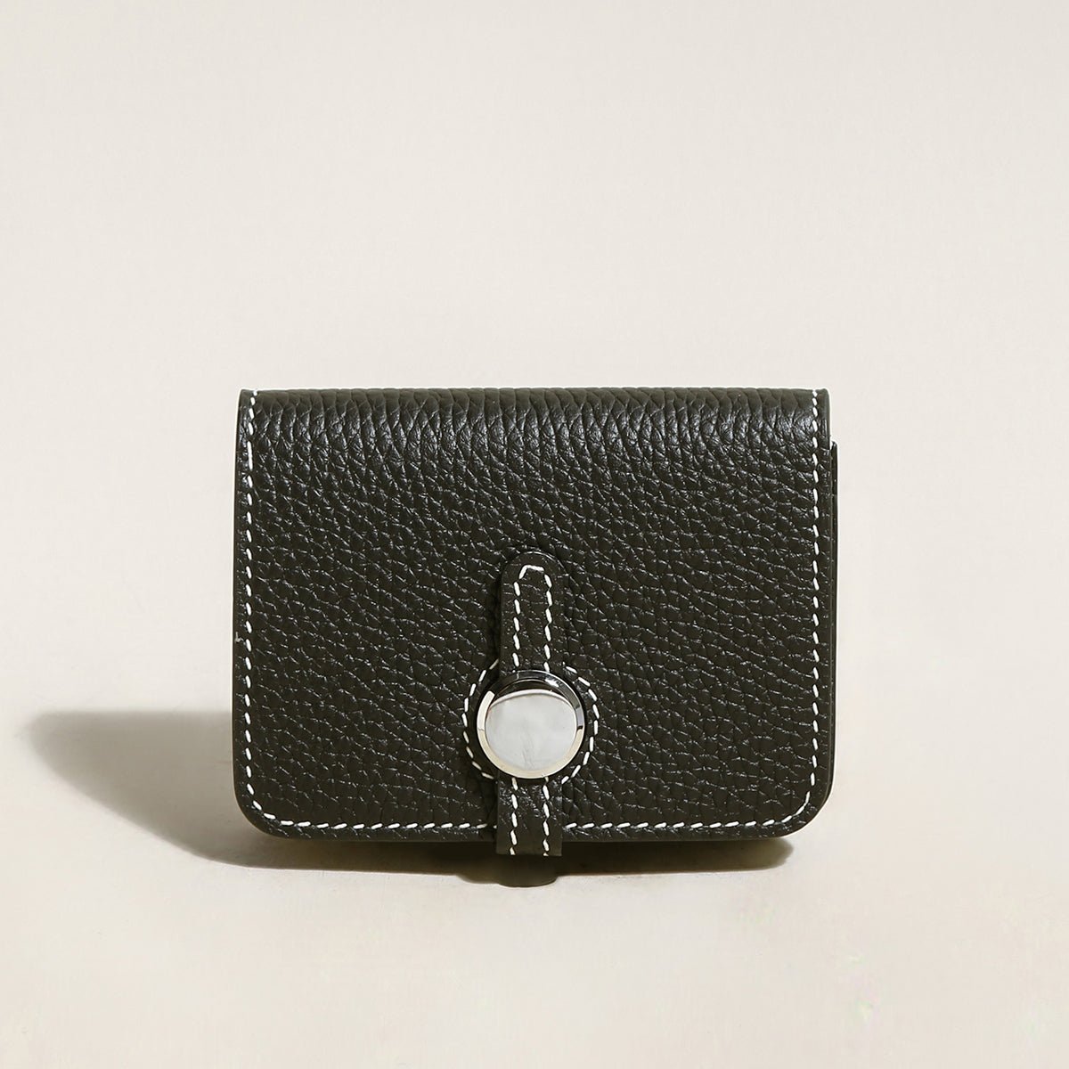Slim Leather Wallet with Detachable Strap – Pebble-Grain Mini Crossbody Wallet & Clutch - Image 6
