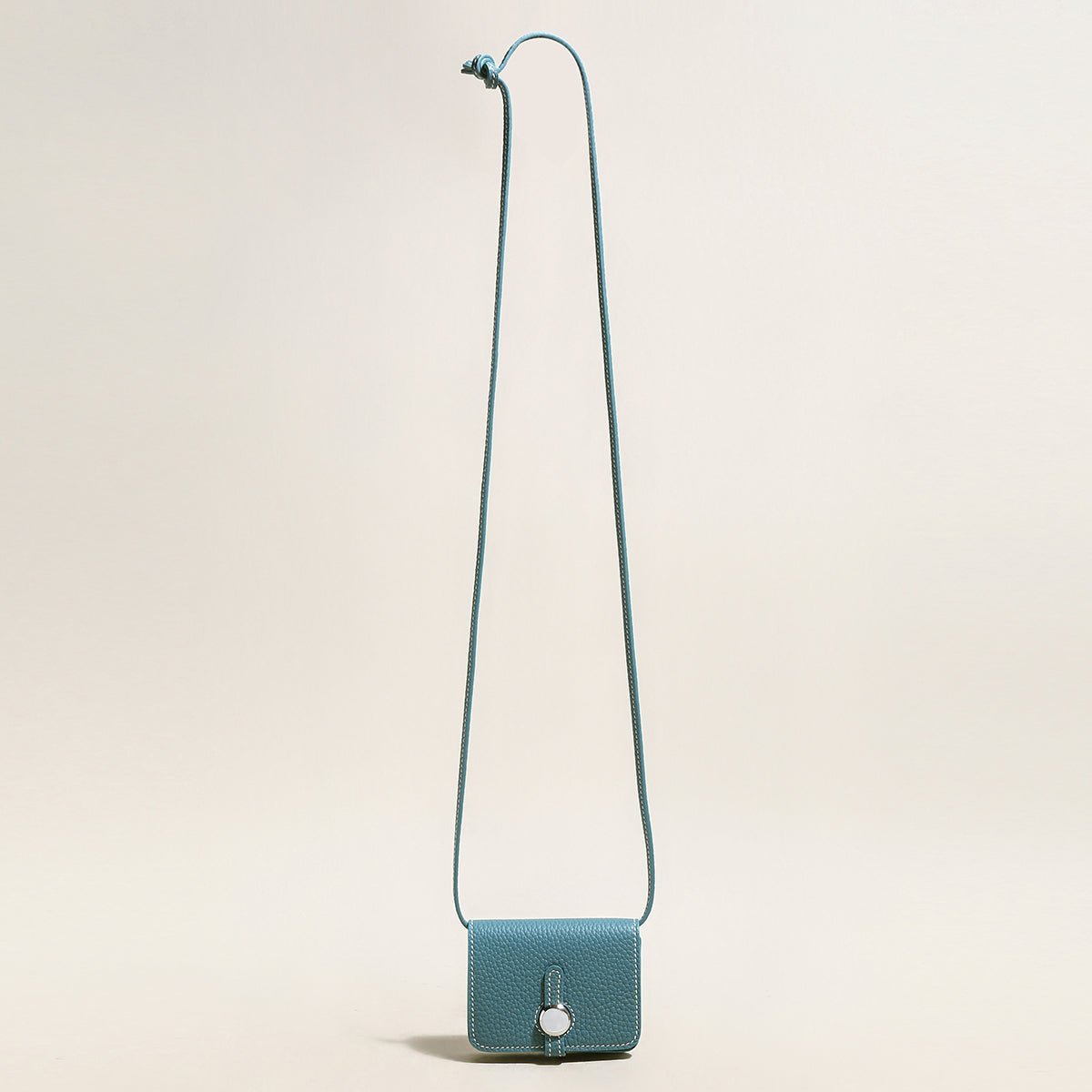 Slim Leather Wallet with Detachable Strap – Pebble-Grain Mini Crossbody Wallet & Clutch - Image 4
